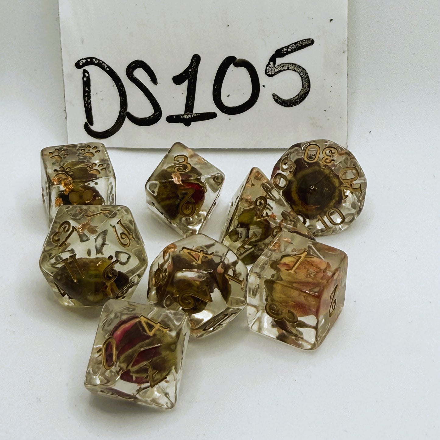 Dice Set - DS105 Handmade Rose Inclusions