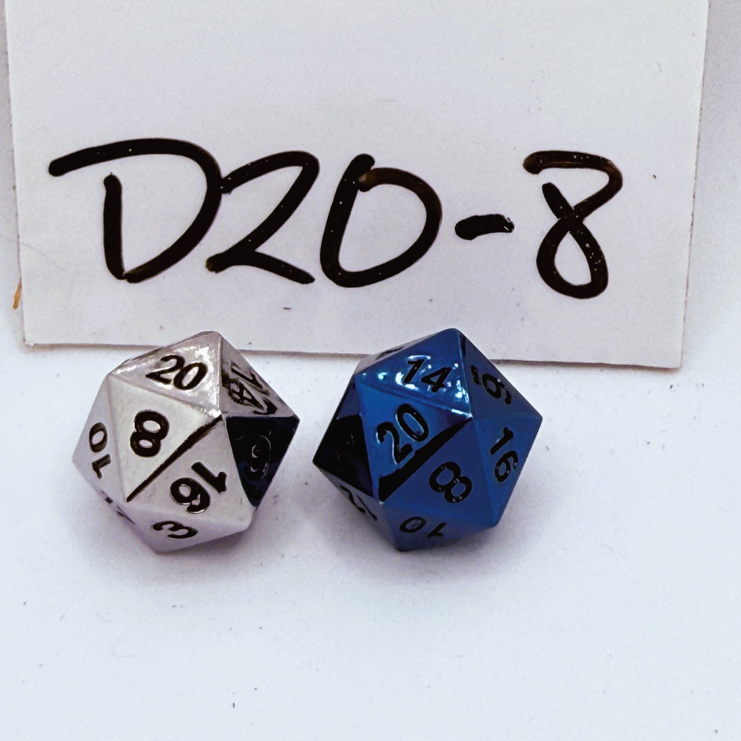 D20-8 Silver & Blue Metal D20s