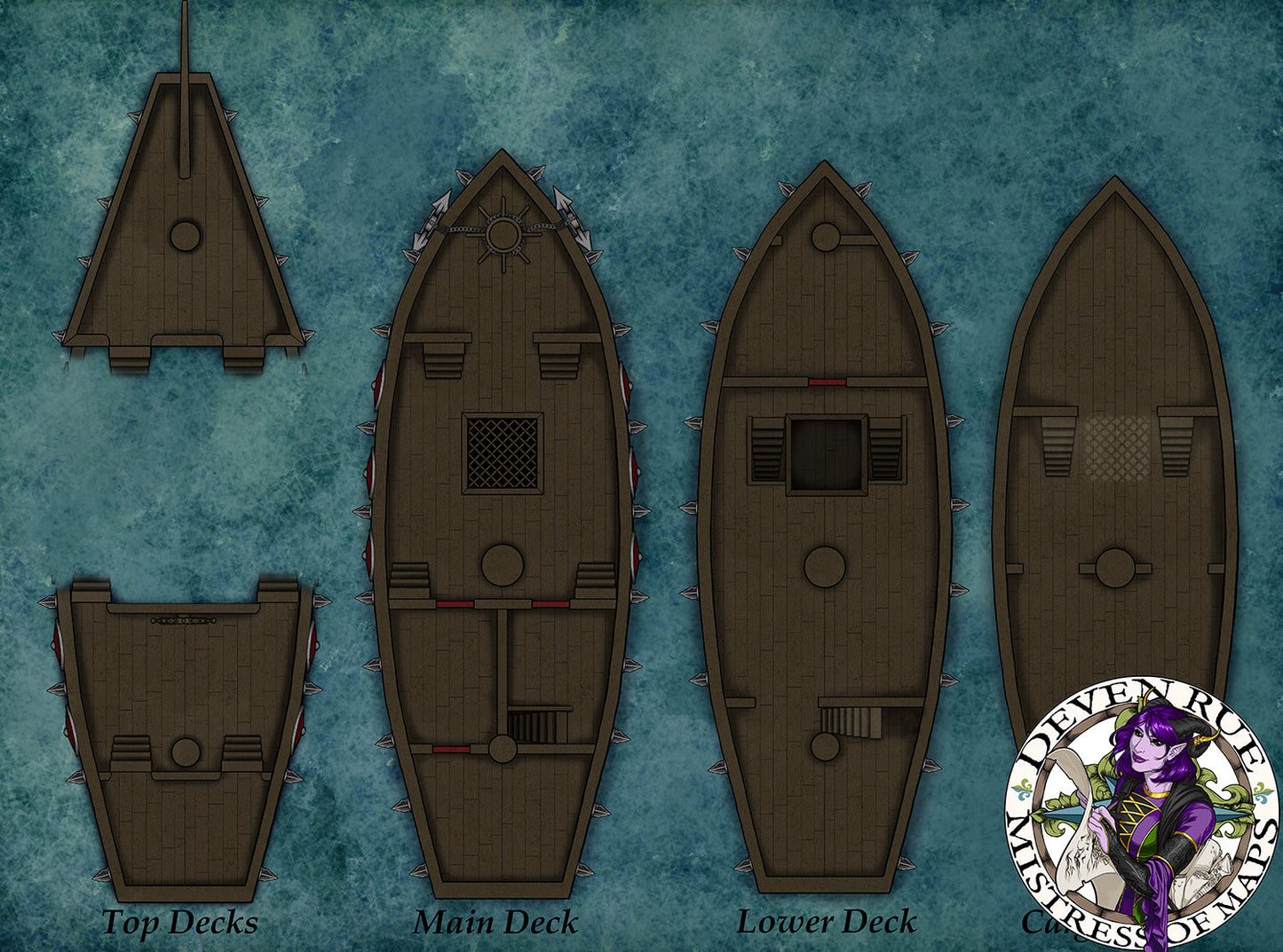 A layout of the Bloodwake Pirate ship with no objects.