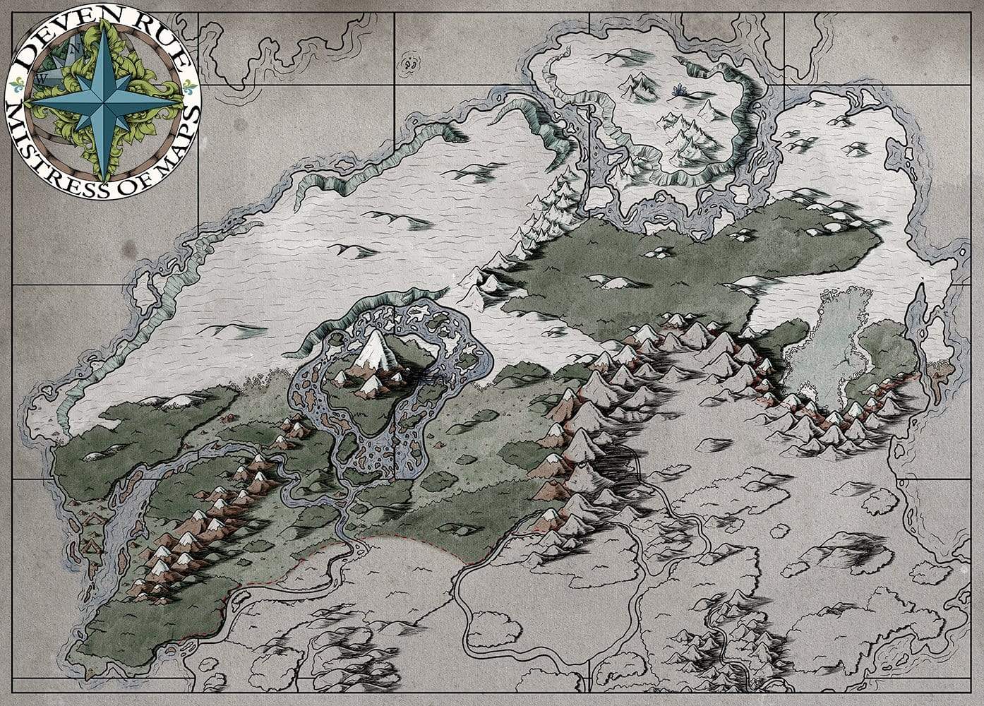 A preview of an unlabeled regional map from the Ayon VTT map pack by Deven Rue.