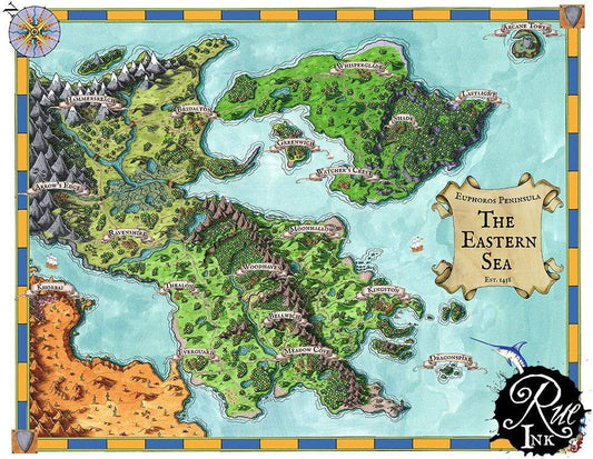 A preview of the colored Euphoros map by Deven Rue with text.