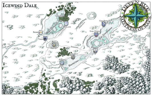 A preview of the Icewind Dale map by Deven Rue for Wizards of the Coast.