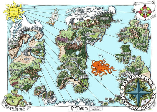 Kor'Treum Printed Map Prop Maps 36x26 Color with text Deven Rue