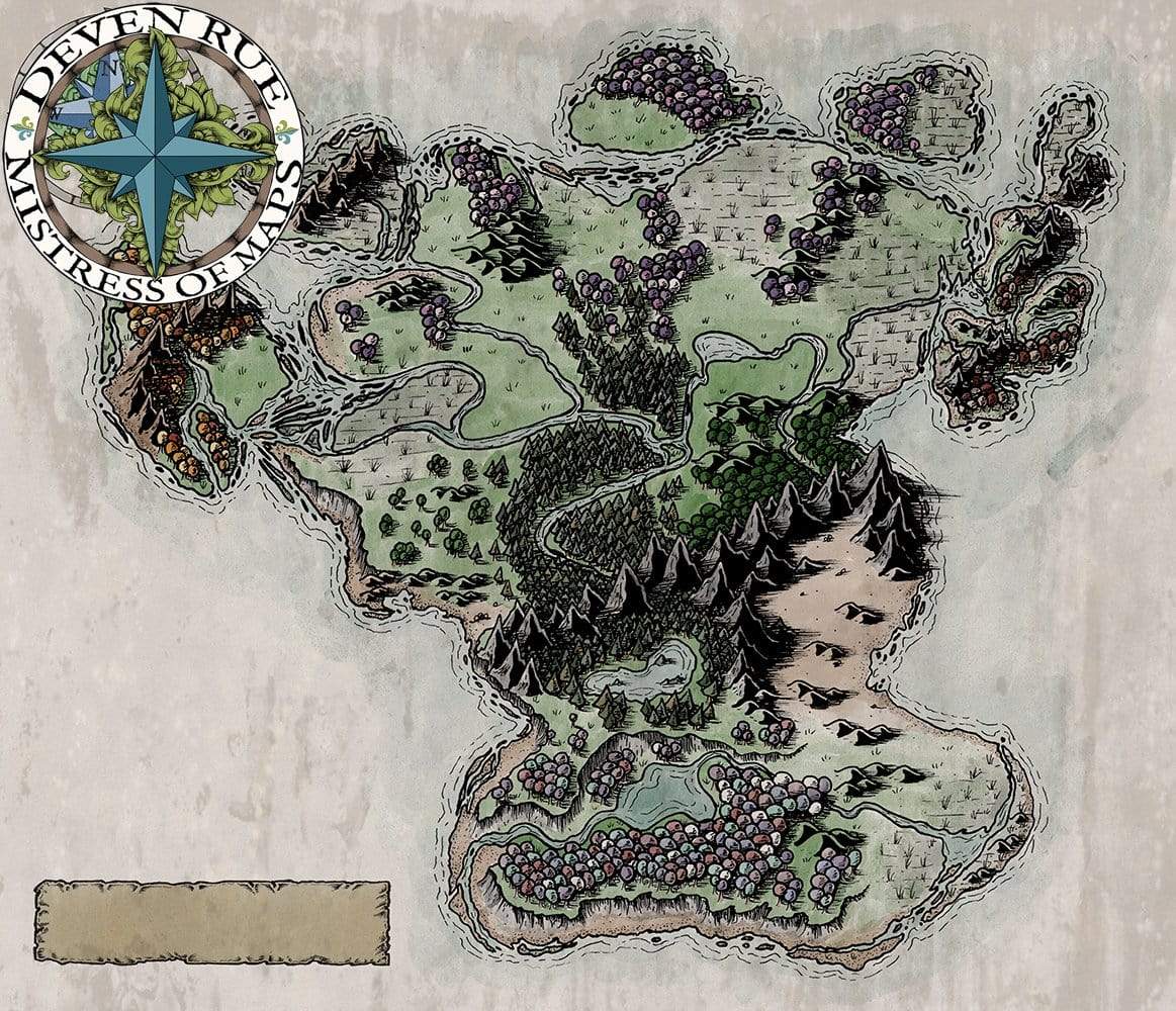 Shimmerwind Isle Map by Deven Rue without labels.