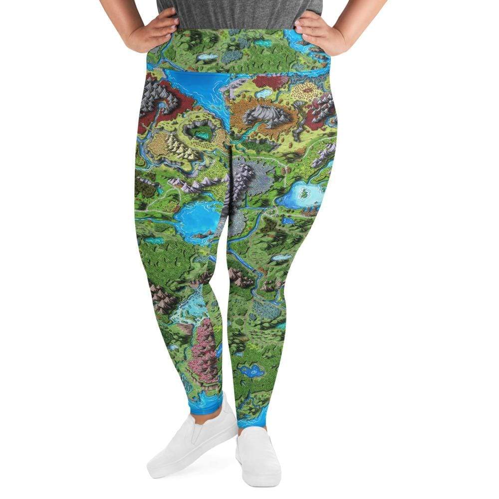 A model wears the Taur'Syldor curvy style map leggings by Deven Rue.