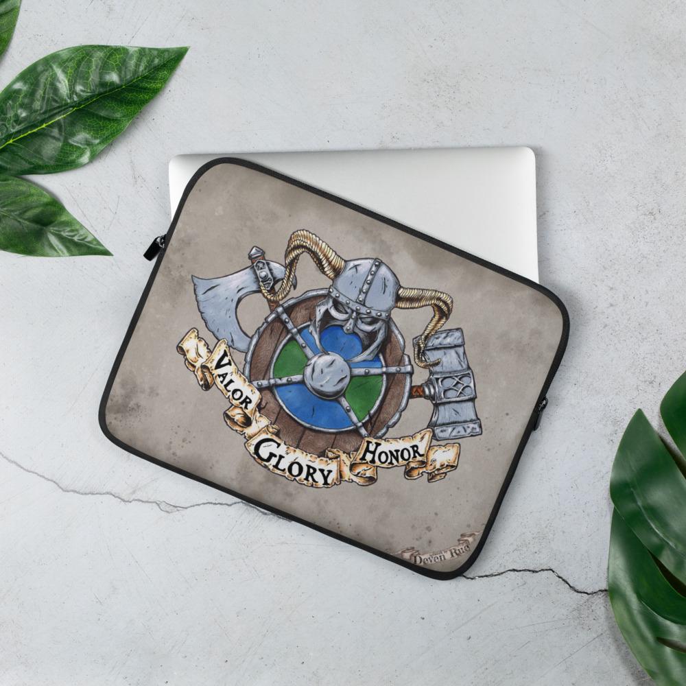 The Viking Crest Laptop Sleeve 13 in by Deven Rue.