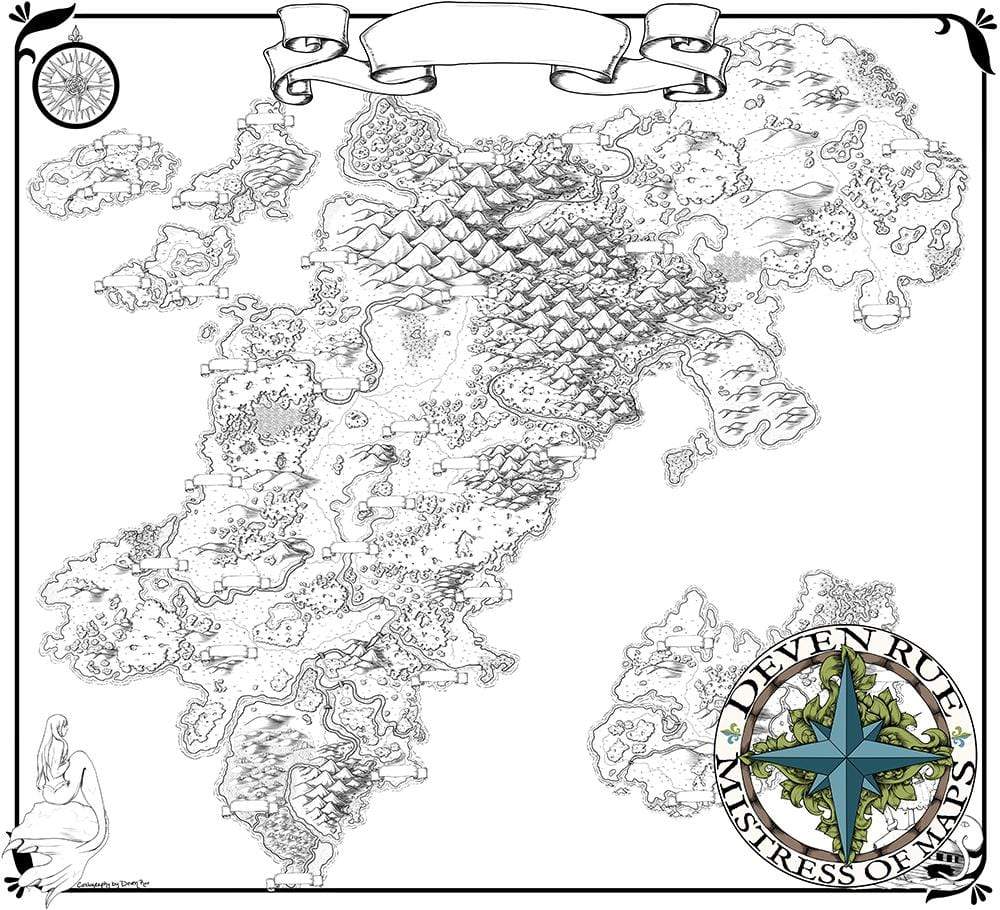 Wallerfen Printed Map Prop Maps 36x33 B&W without text Deven Rue