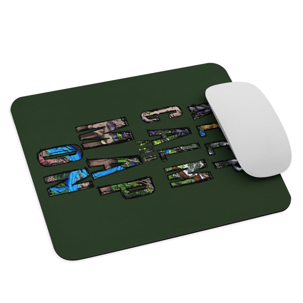 The "Keep Calm" mousepad with a mouse for scale.
