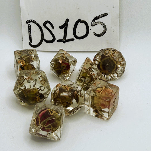 Dice Set - DS105 Handmade Rose Inclusions