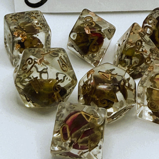 Dice Set - DS105 Handmade Rose Inclusions