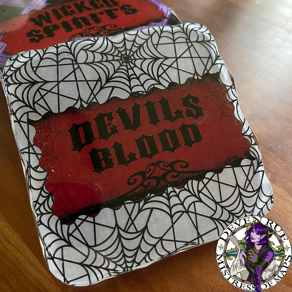 A close up of the fourth coaster, "Devils Blood".