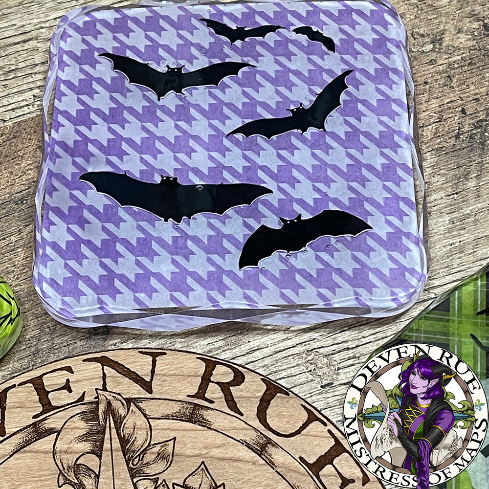 A photo of the bats themed coaster.