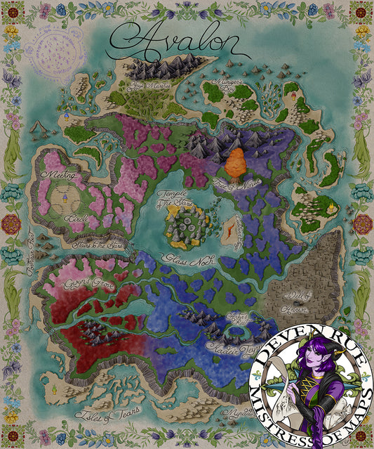A preview of the full color Avalon map by Deven Rue.