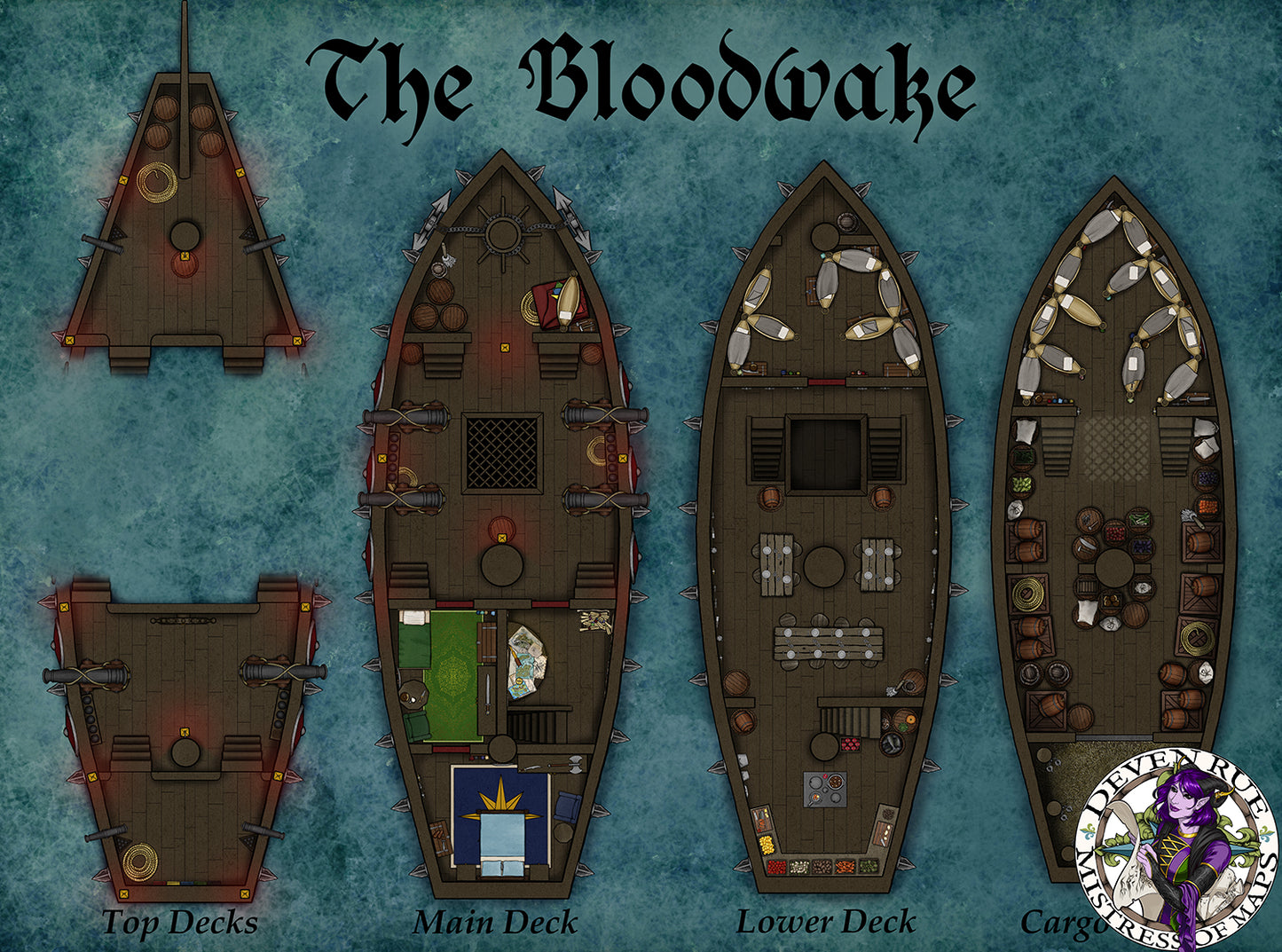 All levels of The Bloodwake pirate ship by Deven Rue.