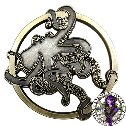 One side of an octopus token render. The octopus seems to be holding a ring with its tentacles.