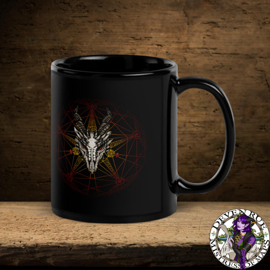 A black mug features the red dragon summoning circle appearing from the darkness.