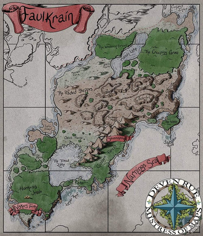 A preview of the Faulkrain regional map from the Ayon VTT map pack by Deven Rue.