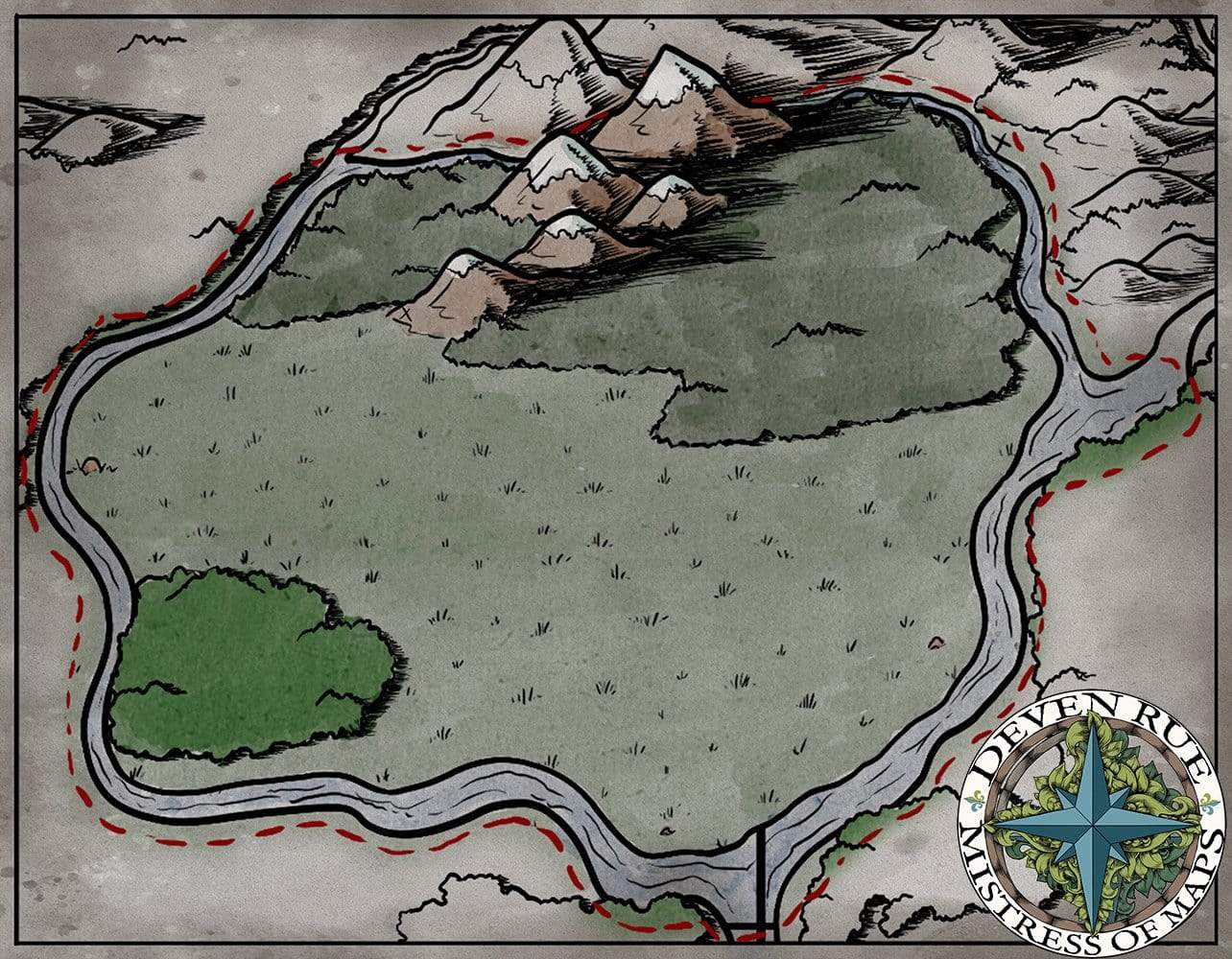 A preview of an unlabeled regional map from the Ayon VTT map pack by Deven Rue.