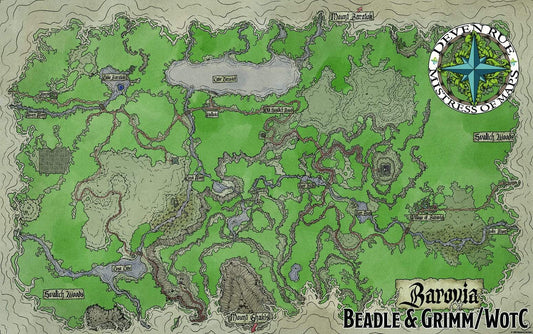 A full color map of Barovia done in Deven Rue's style.