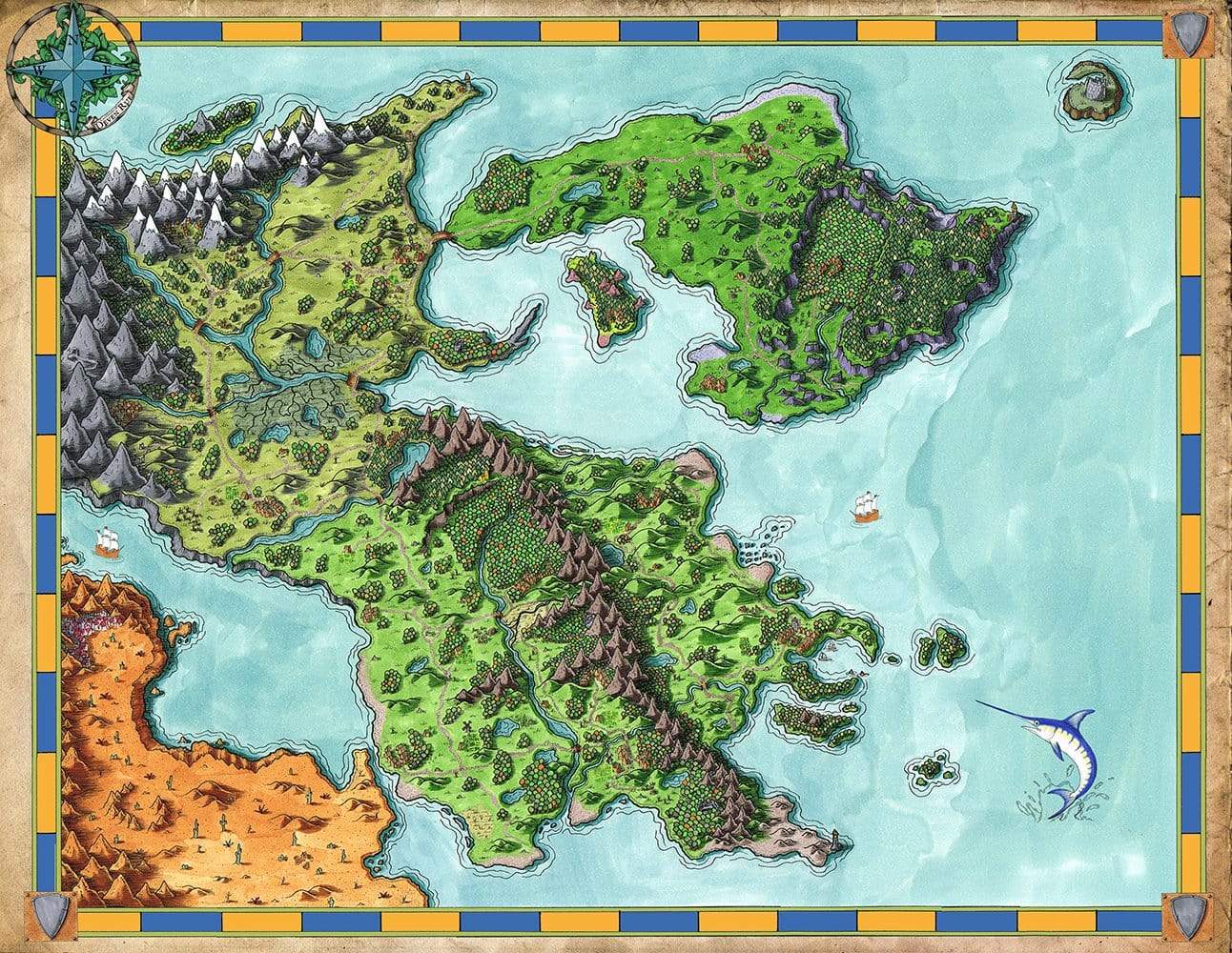 The Euphoros Map by Deven Rue in color with no labels.