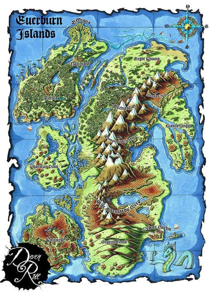 A preview of the colored Everburn Island map by Deven Rue.