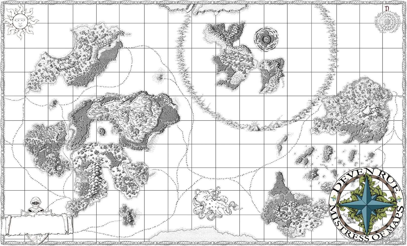 The Ifiron map in black and white with no labels by Deven Rue.
