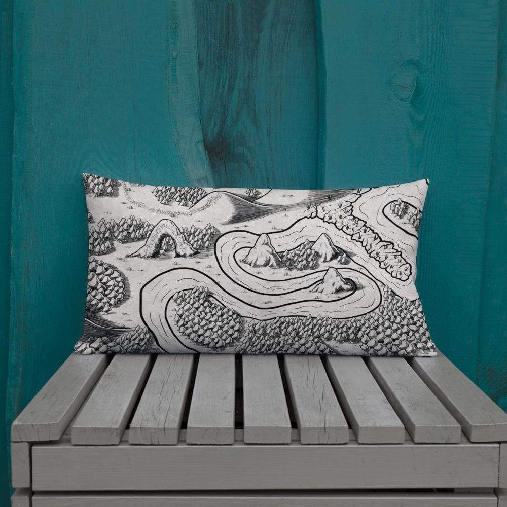 Magical Arch Pillow by Deven Rue on an outdoor bench.