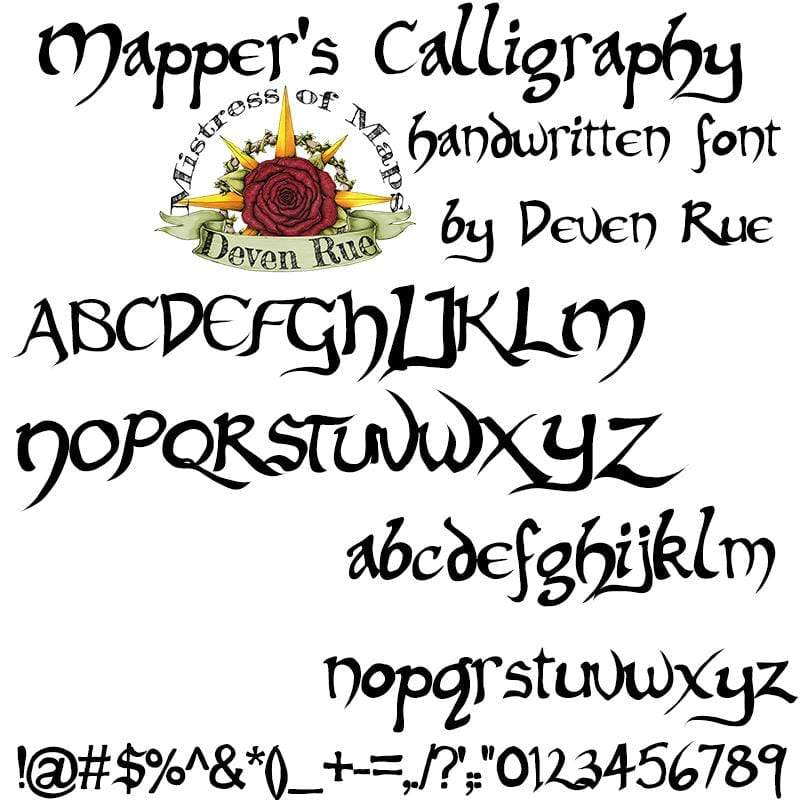 Mapper's Calligraphy Font Deven Rue