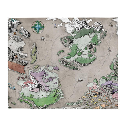 The Ortheiad map by Deven Rue is printed on a minky blanket which is spread out.