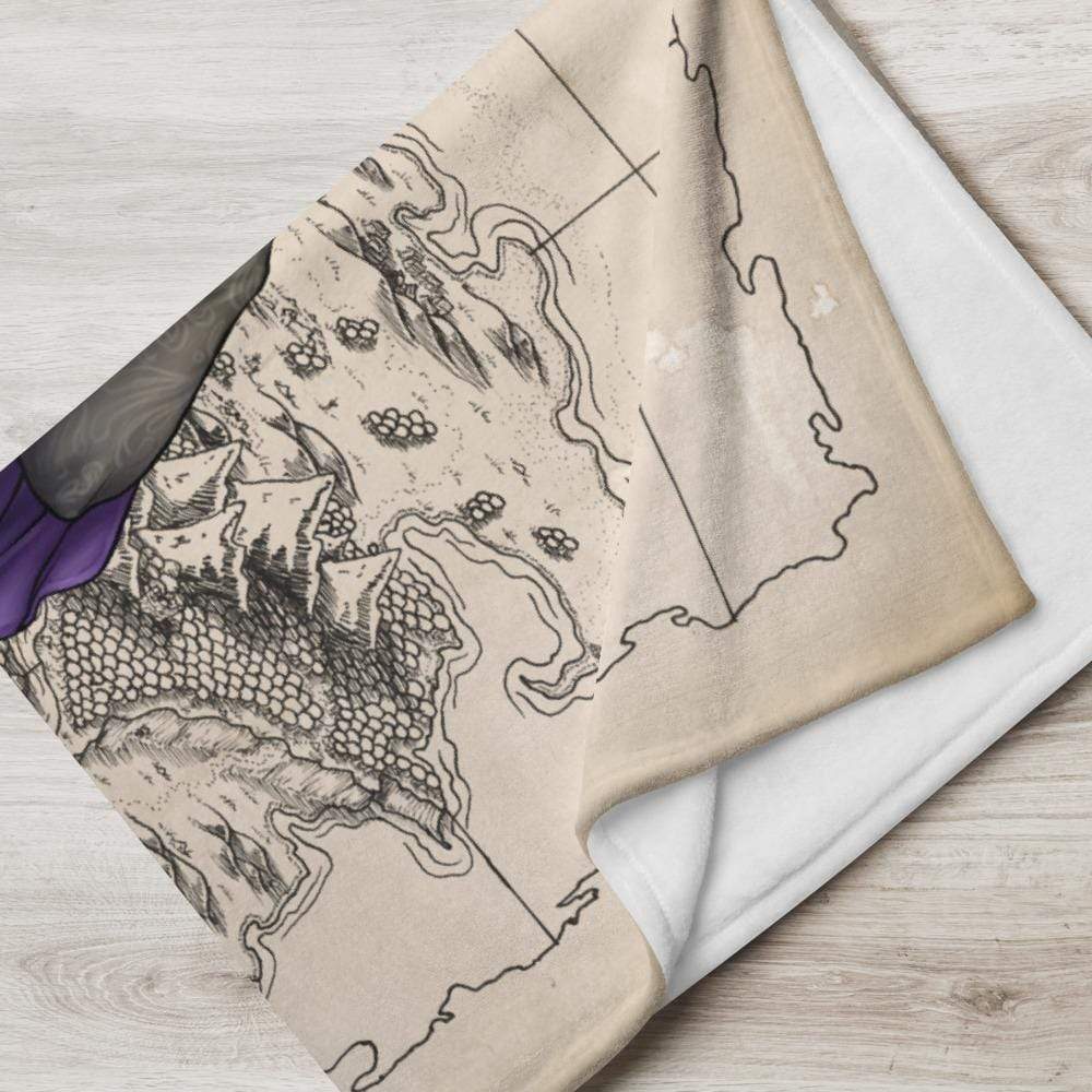 Rue the Cartographer throw blanket by Deven Rue folded into a neat rectangle.
