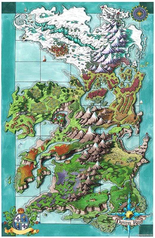 Seat of the Aturean Empire Printed Map Prop Maps 36x24 Color without text Deven Rue