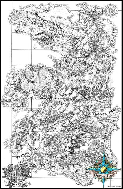 Seat of the Aturean Empire Printed Map Prop Maps With text Deven Rue