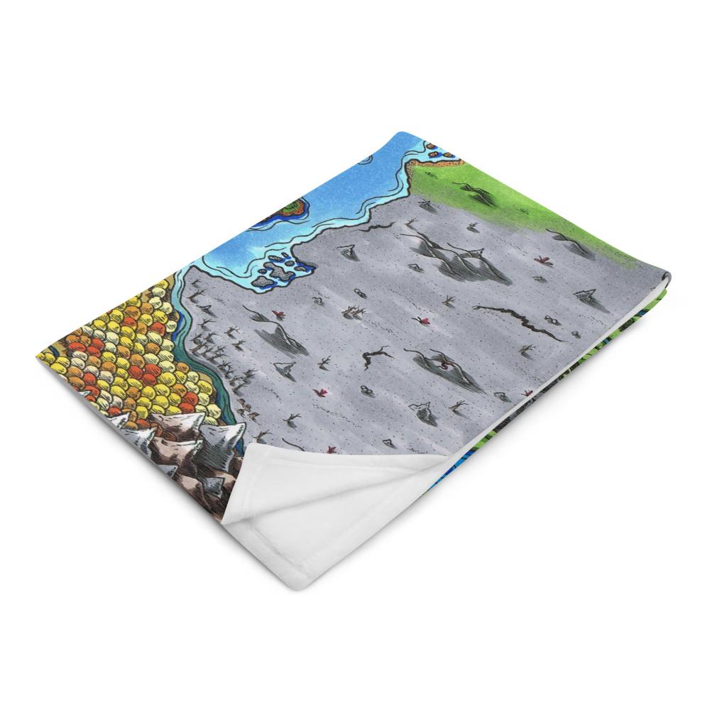 The Starfall map by Deven Rue is printed on a minky blanket, folded up.