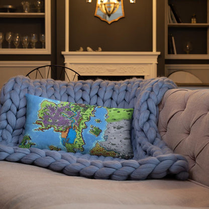 The Starfall map by Deven Rue on a 12"x20" pillow, sitting on a couch.