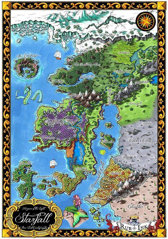Starfall Printed Map Prop Maps 36x25 Color with text Deven Rue