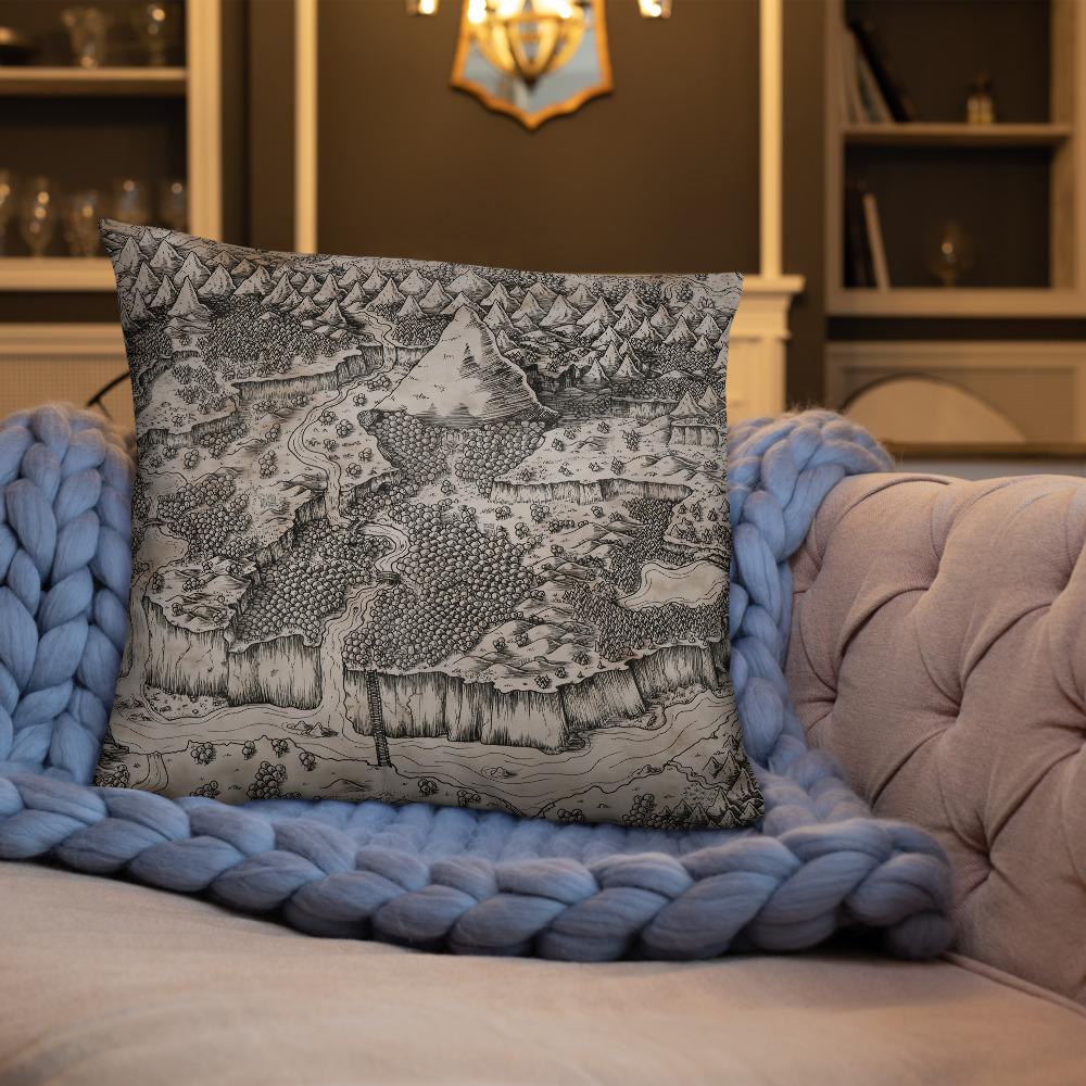 The Steppes of Augrudeen on Parchment by Deven Rue, printed on a pillow.