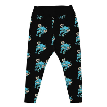 Black leggings with small blue octopi all over them.