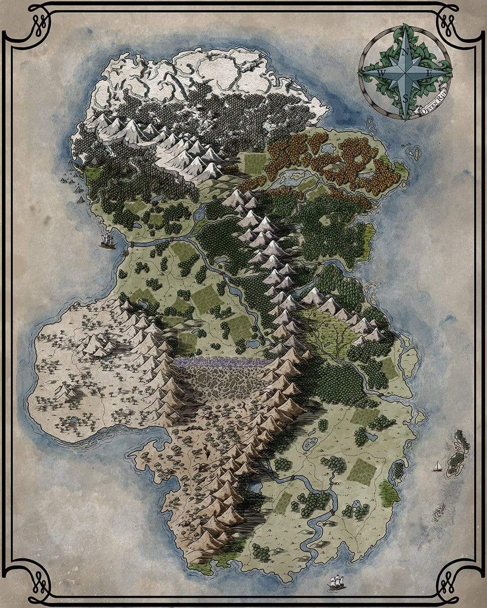 The Vendras Map with no labels by Deven Rue.