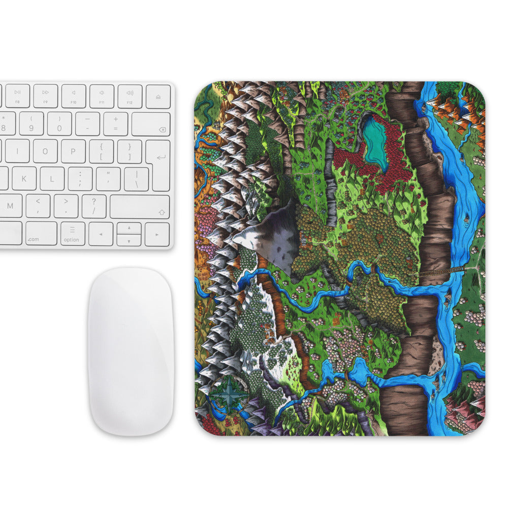 The Augrudeen map mousepad with a mouse and keyboard for scale.