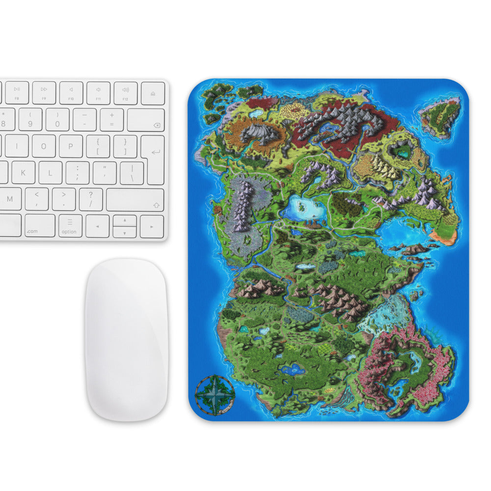 The Taur'Syldor colorized map on a mousepad with a mouse and keyboard for scale.
