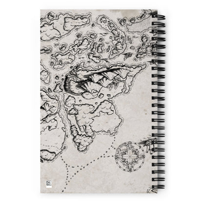 The back of the Ship Graveyard notebook showing the map flipped for left hand use.
