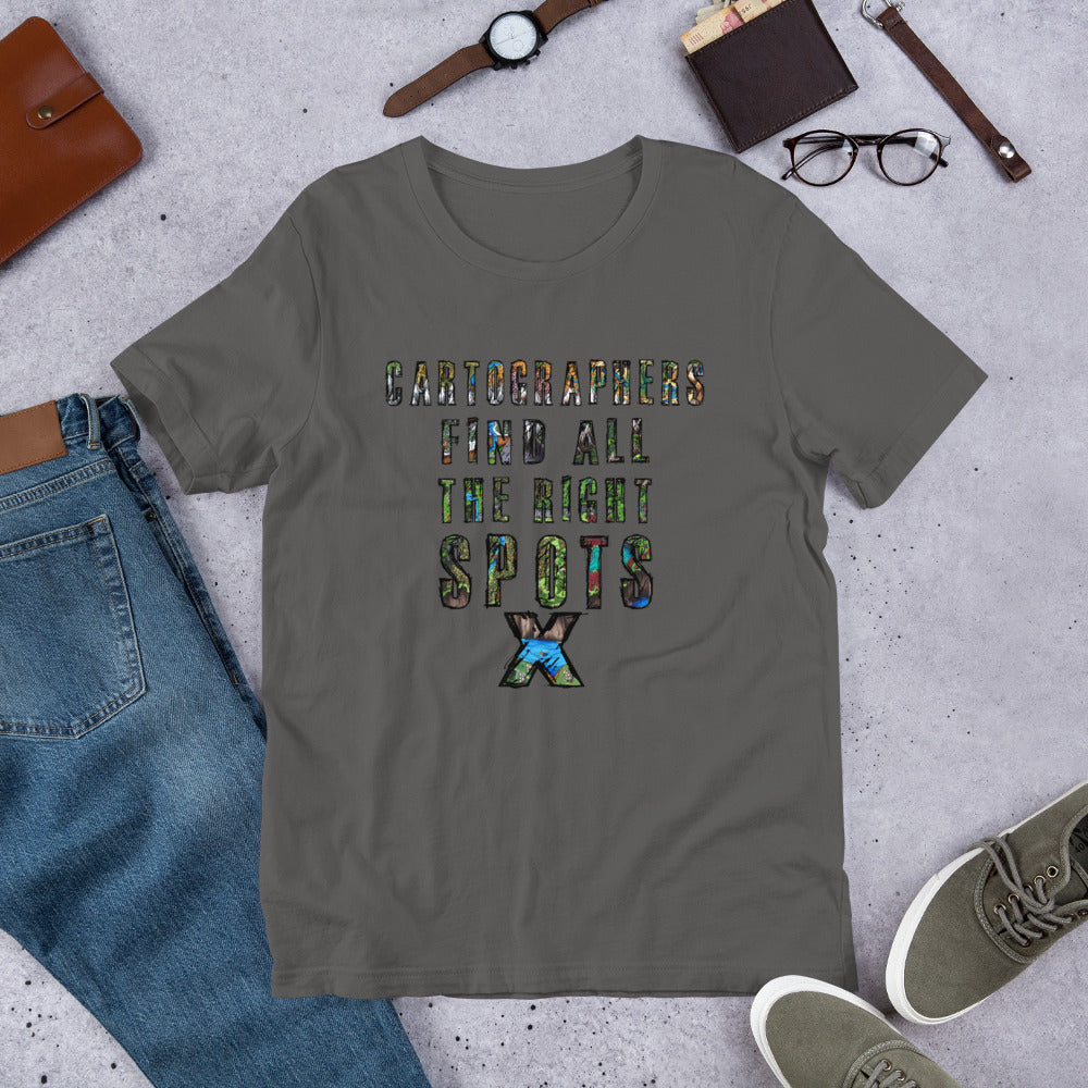 The Cartographers Find All The Right Spots shirt in asphault.